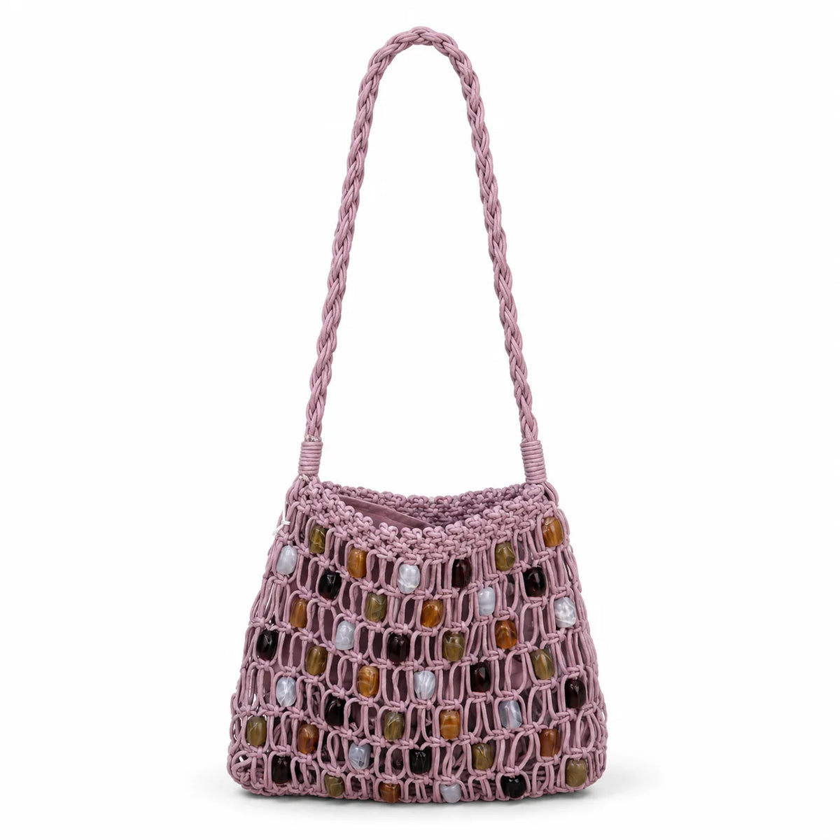 Tulum Macrame Bag in Light Mauve