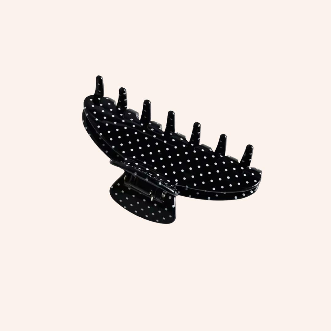 Polka Hair Clip in Black