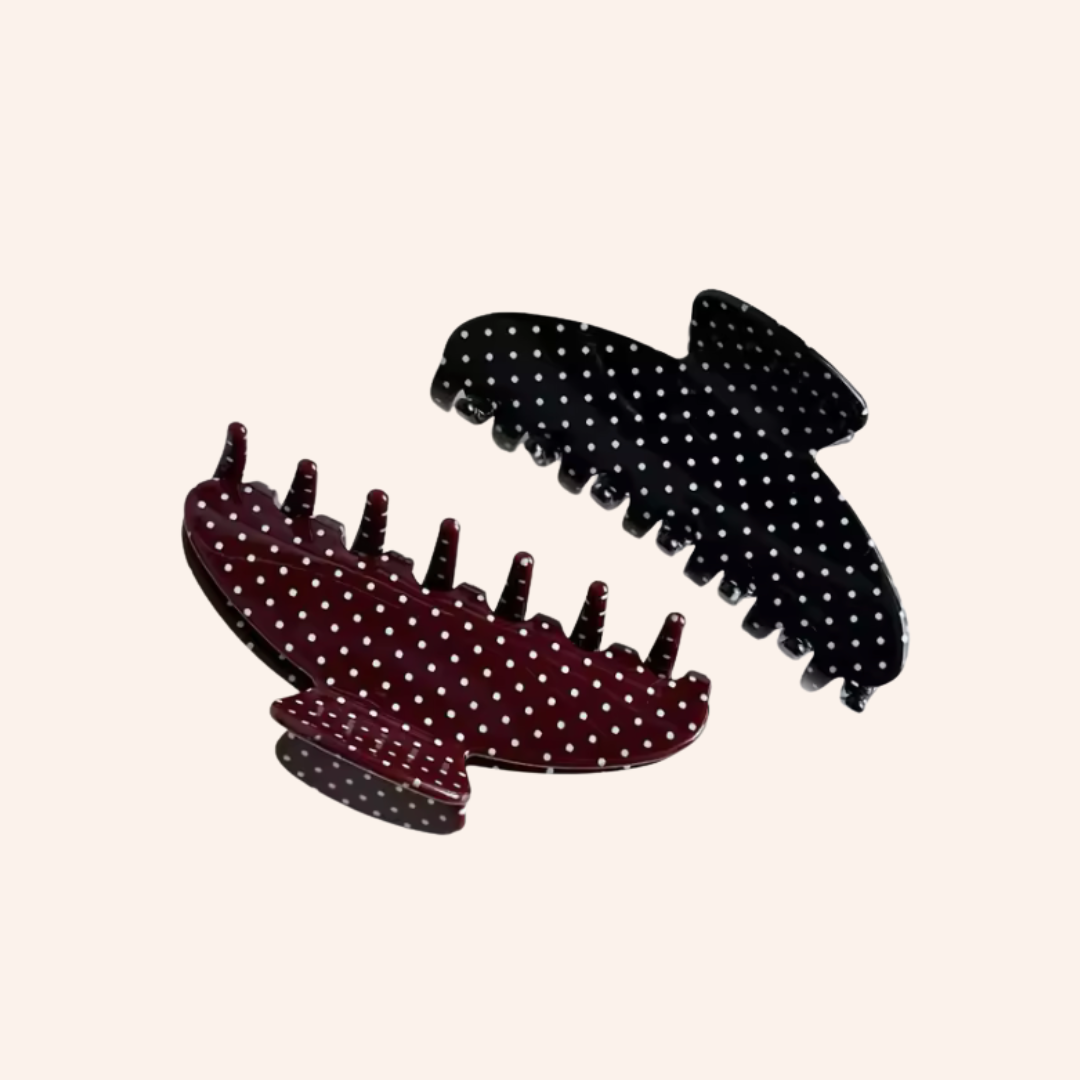 Polka Hair Clip in Black