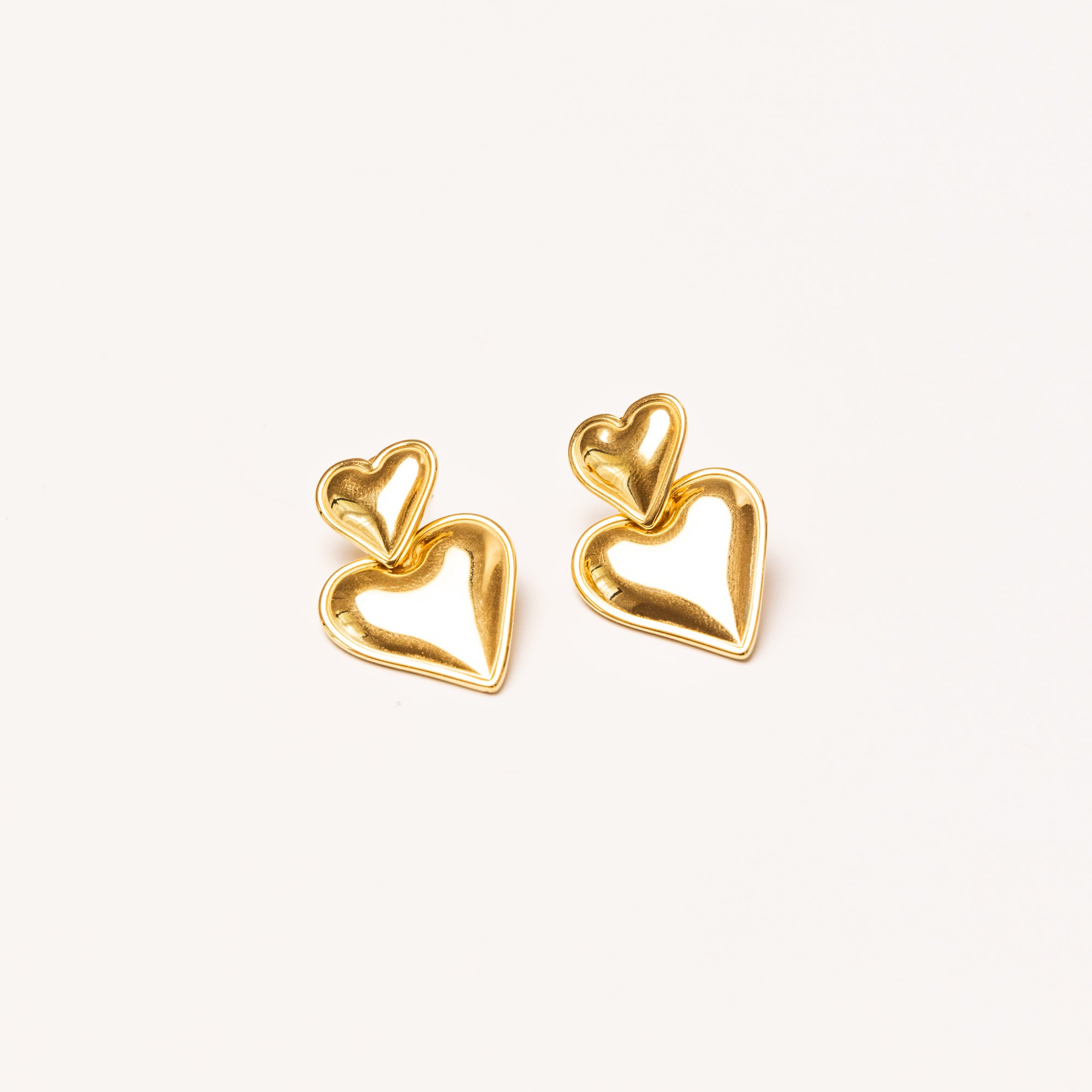 Double Heart Earrings in 18K Gold Plated
