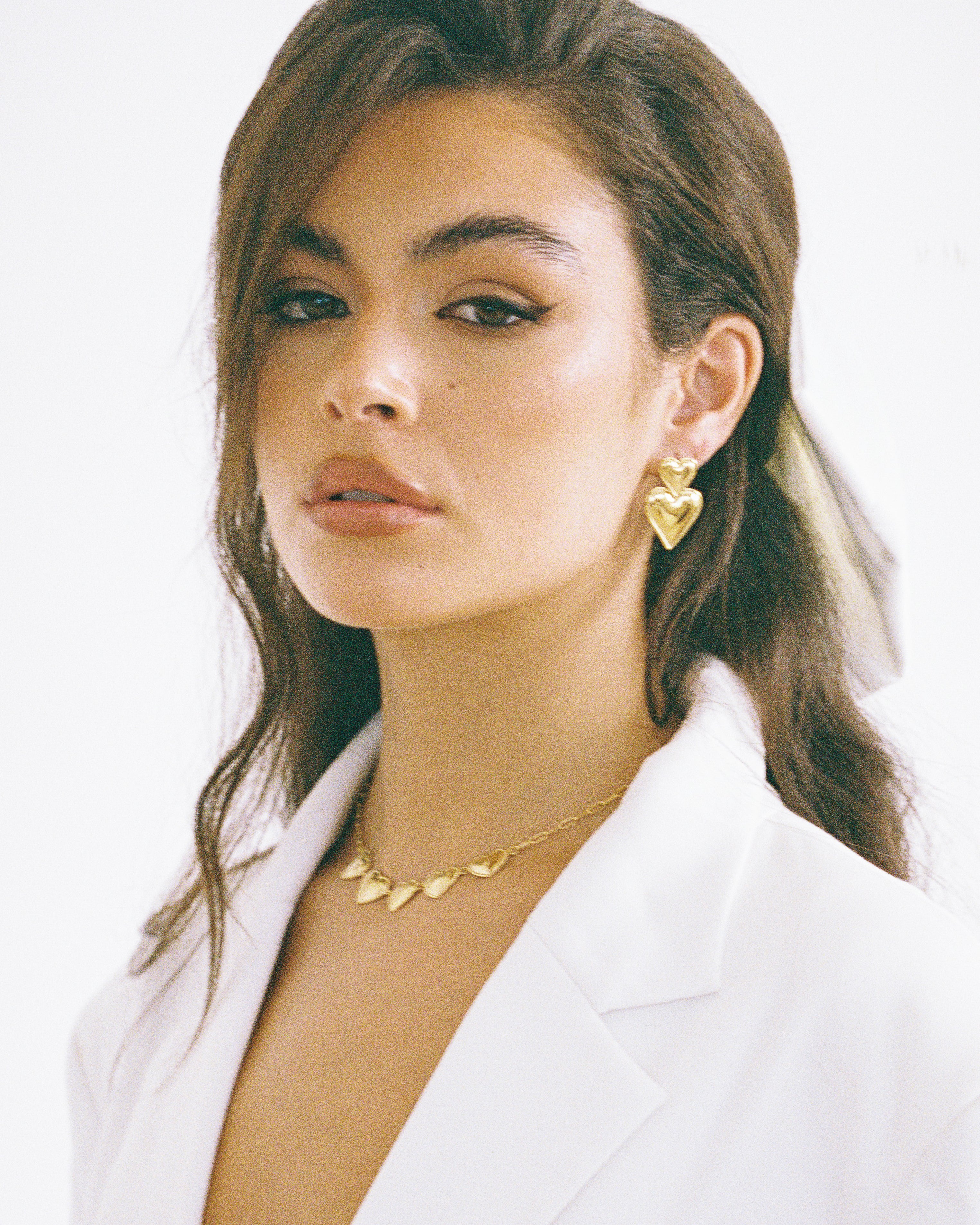Double Heart Earrings in 18K Gold Plated
