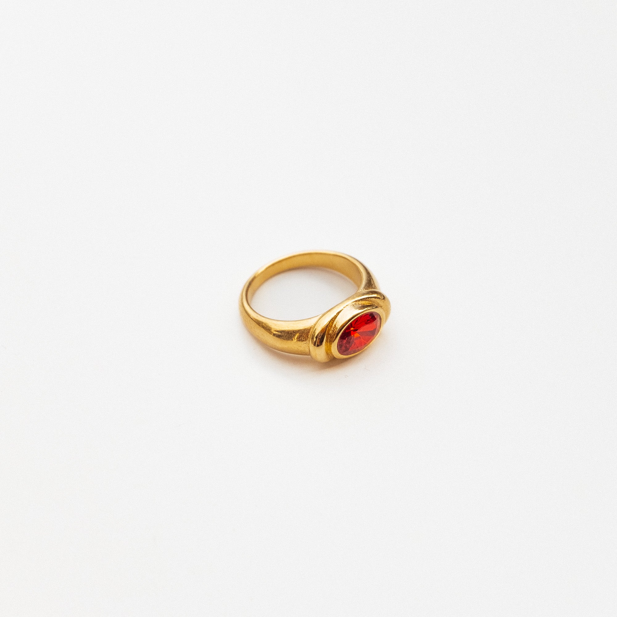 Azure Ring in Ruby Stone