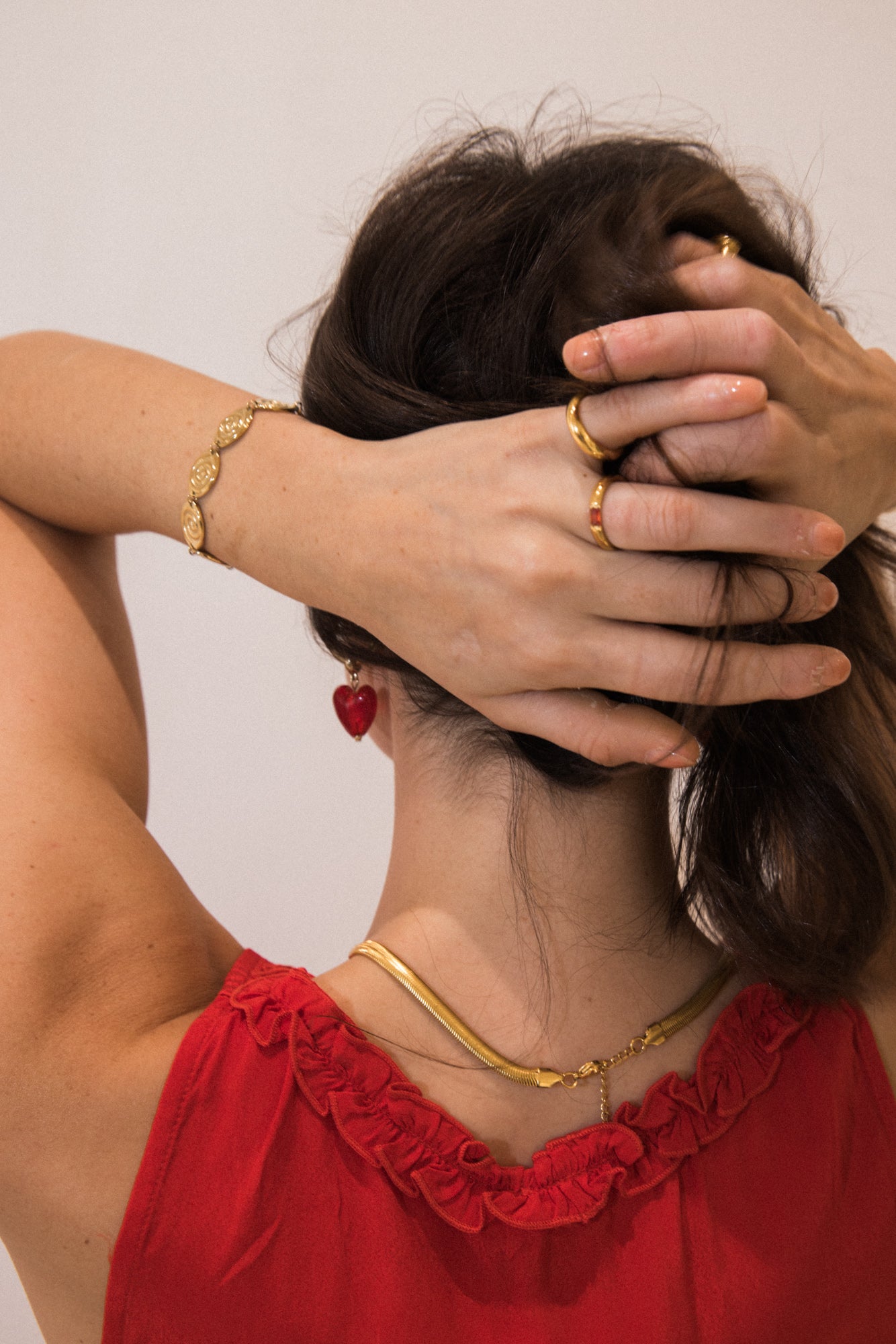 Treasured Heart Hoop Earrings in Red