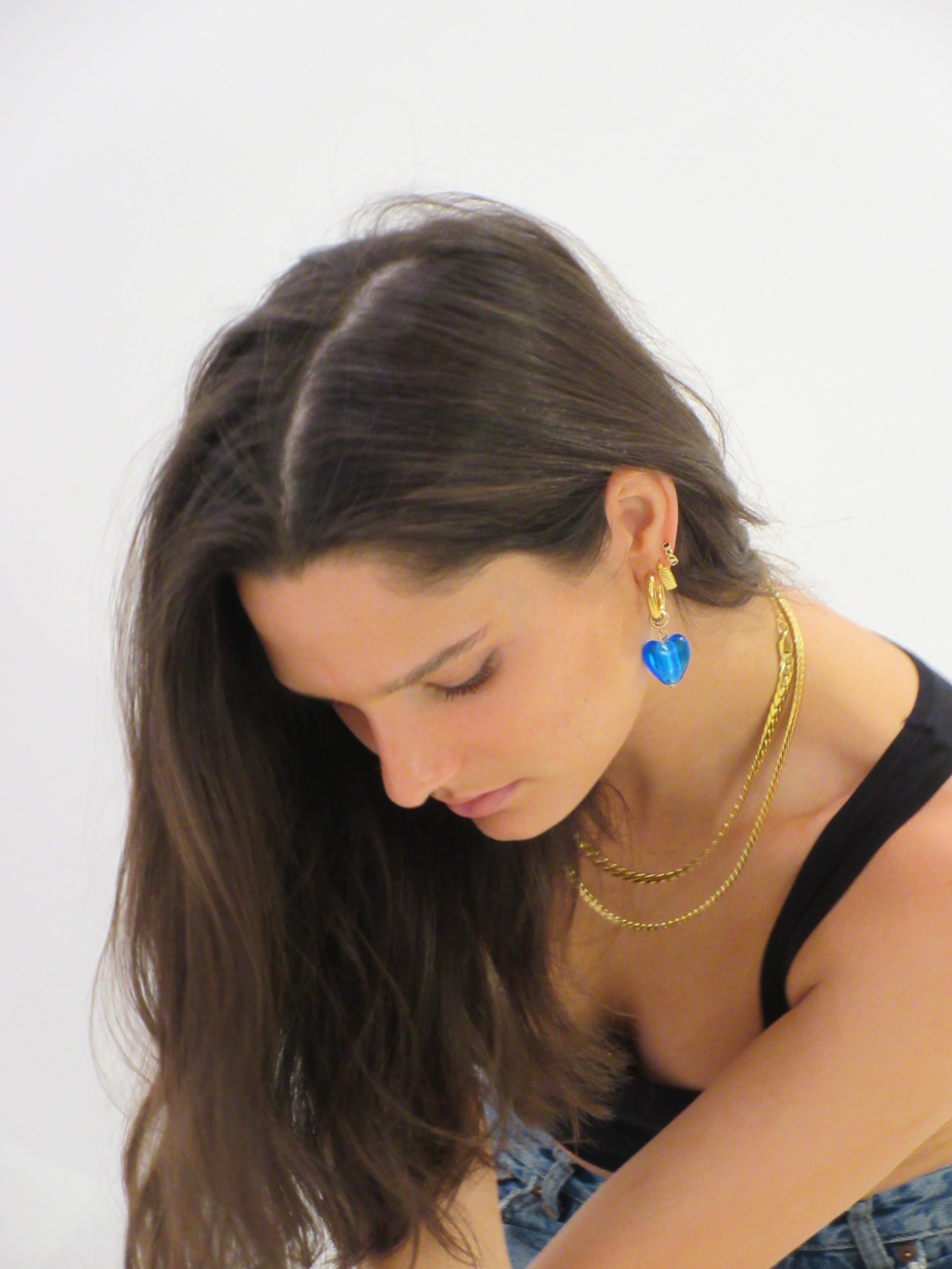 Treasured Heart Hoop Earrings in Cobalt