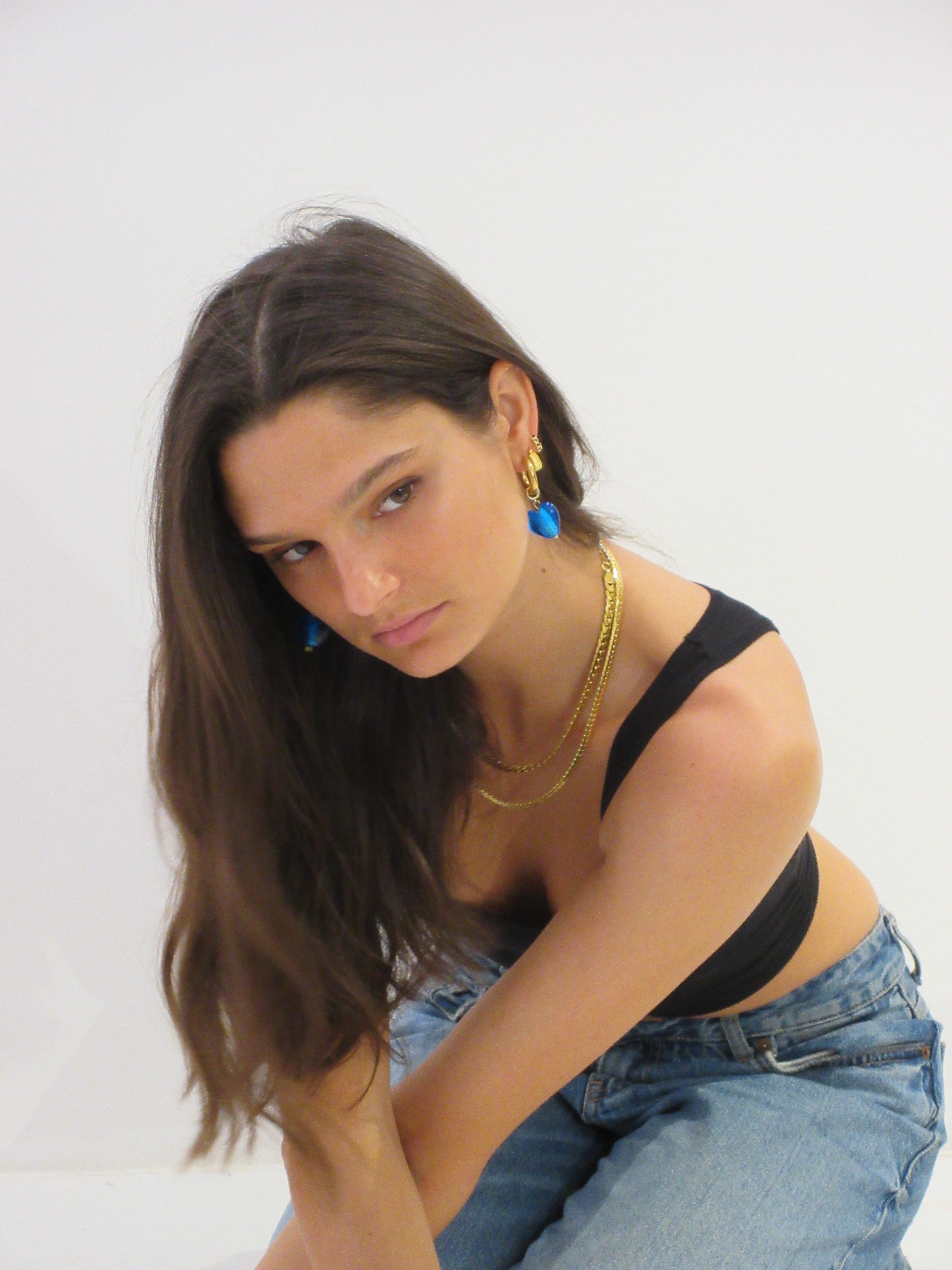 Treasured Heart Hoop Earrings in Cobalt