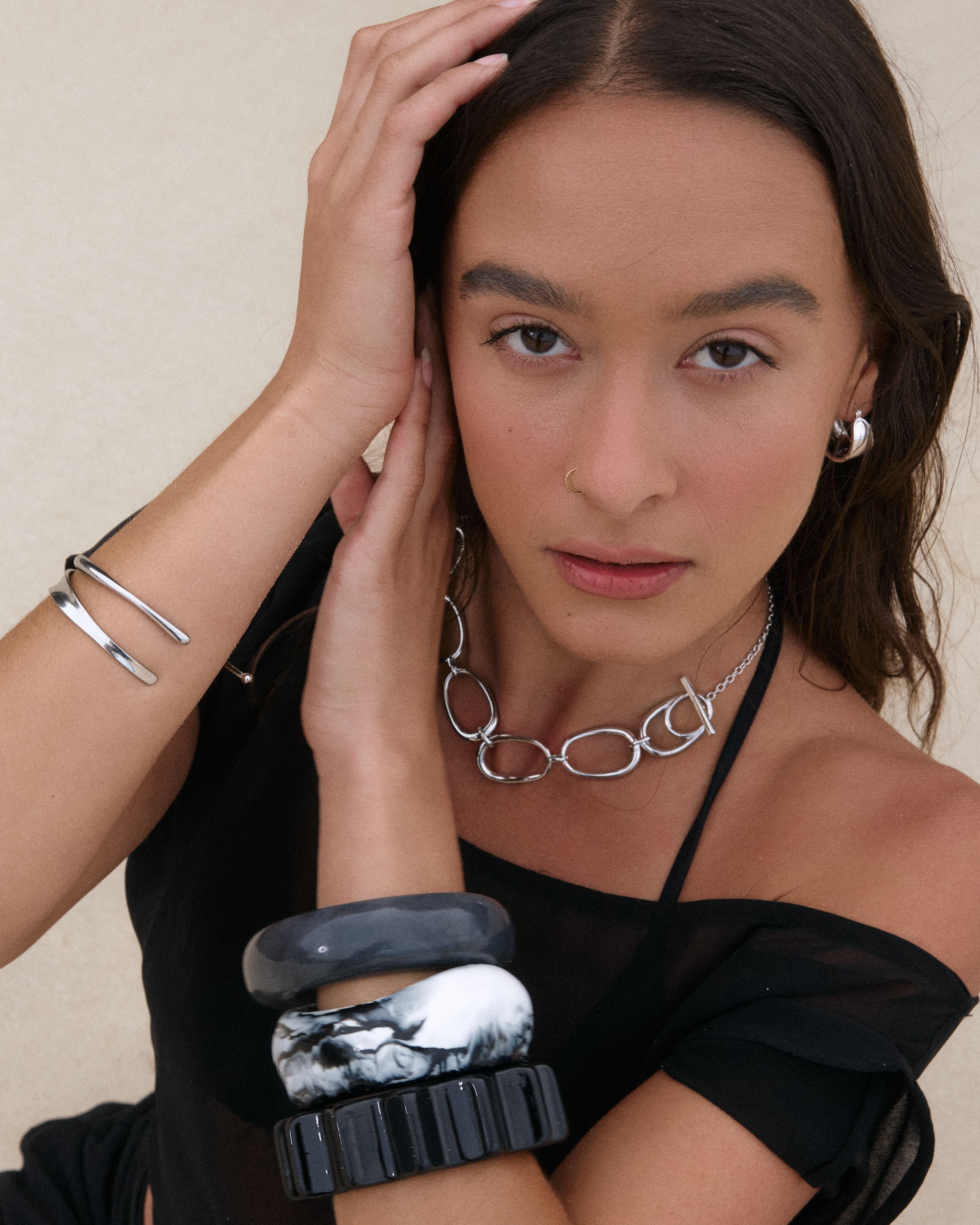 The Spike Resin Bangle in Black