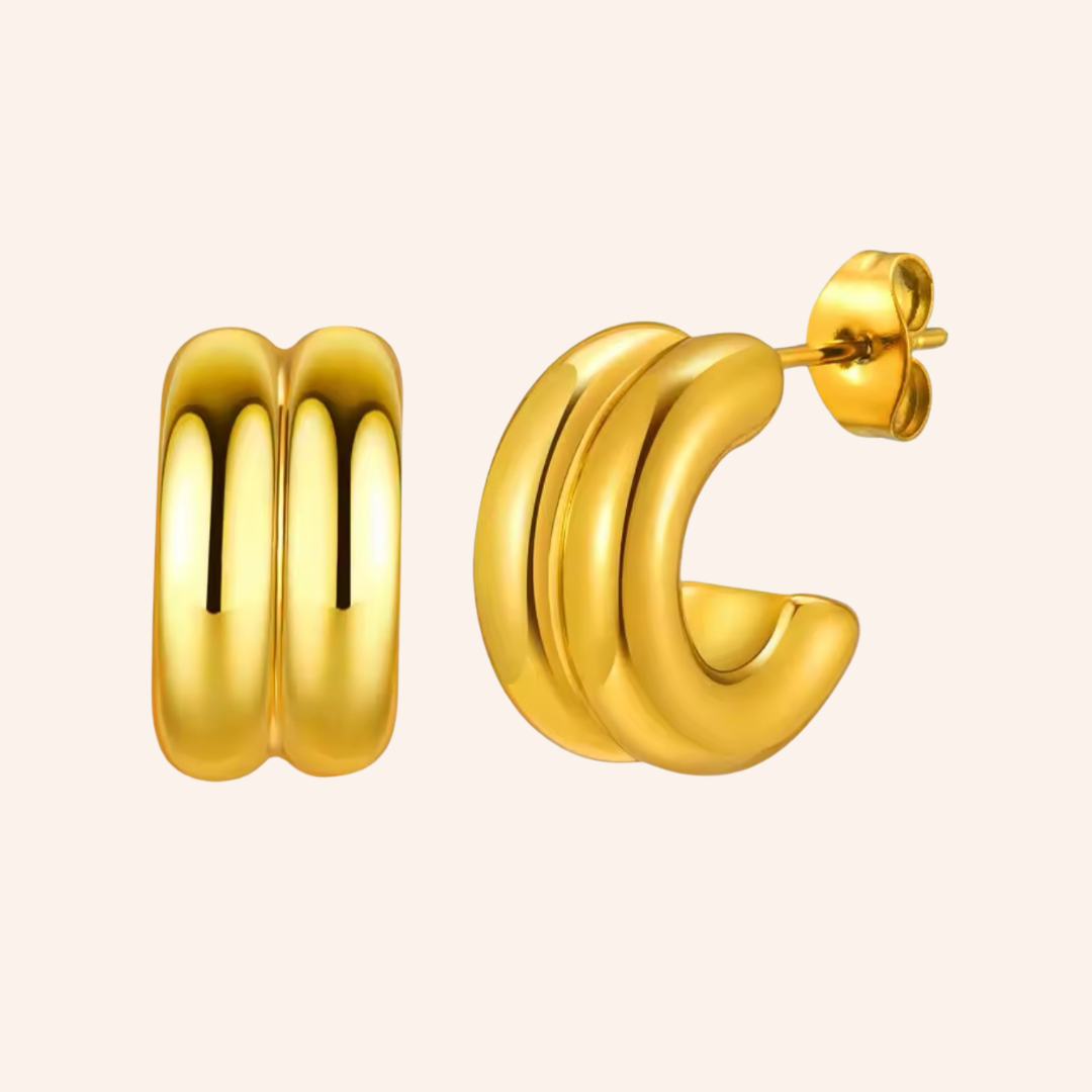 Double Hoop Earrings in 18k Gold Plated