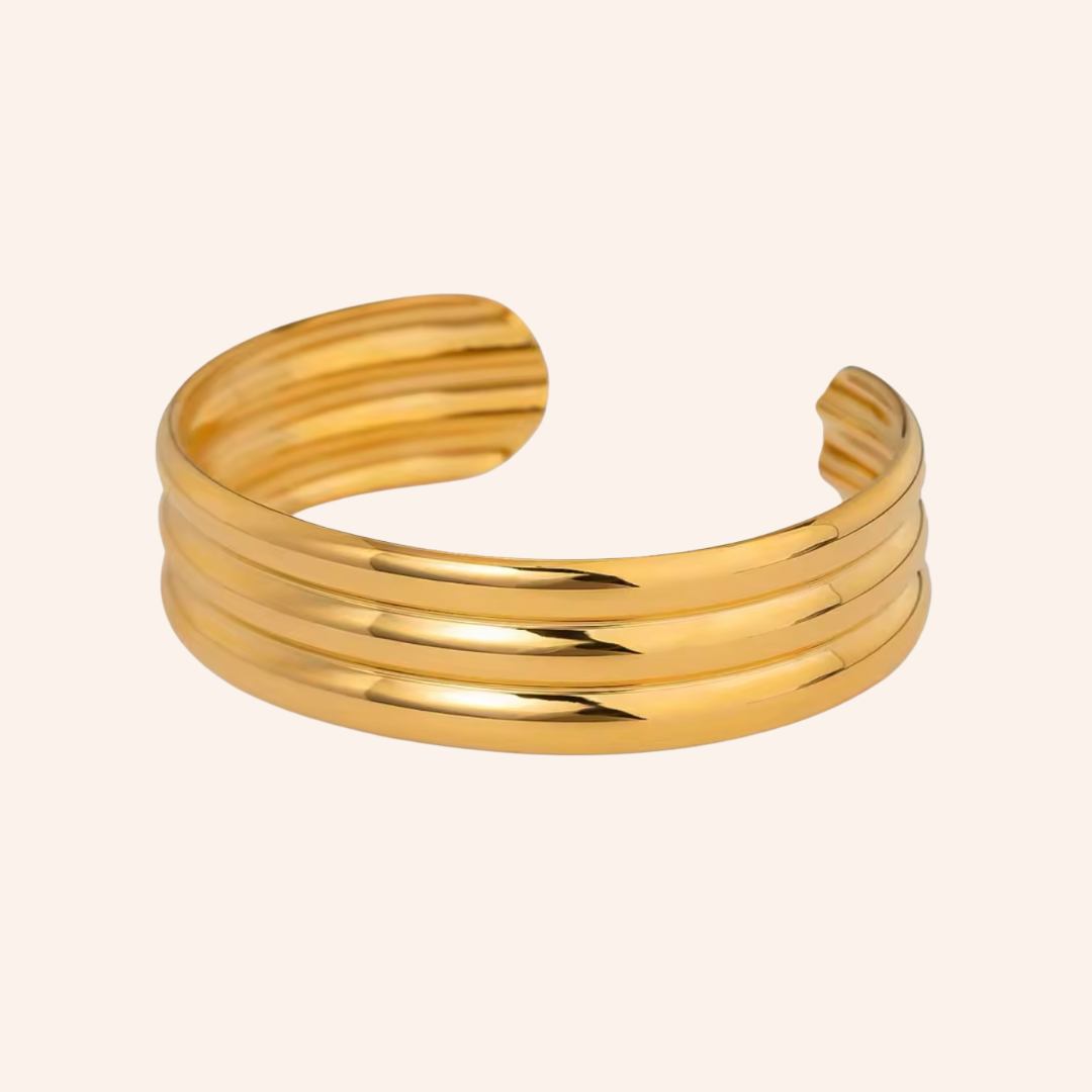 Triple Cuff Bracelet in Gold Plated