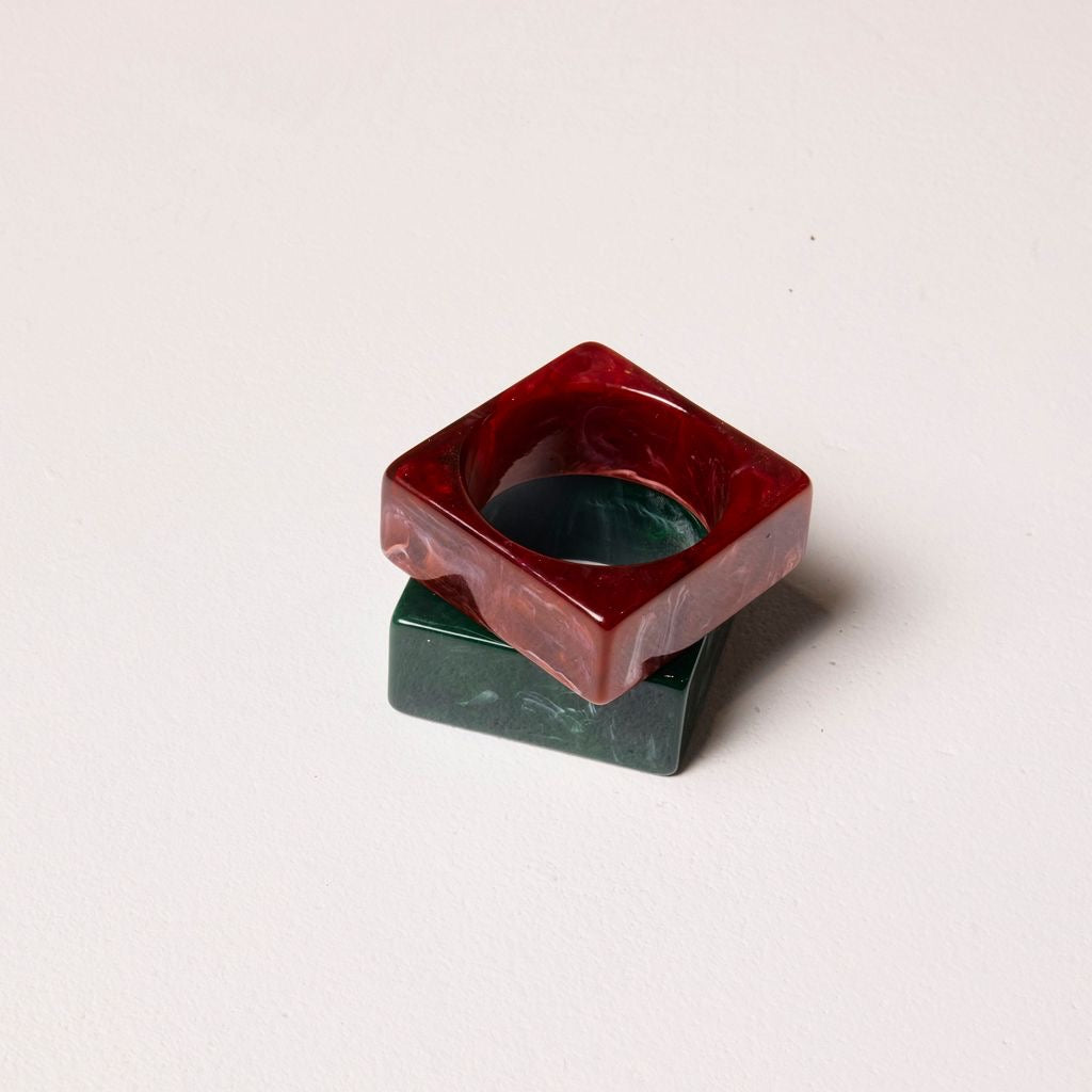 The Square Resin Bangle in Merlot
