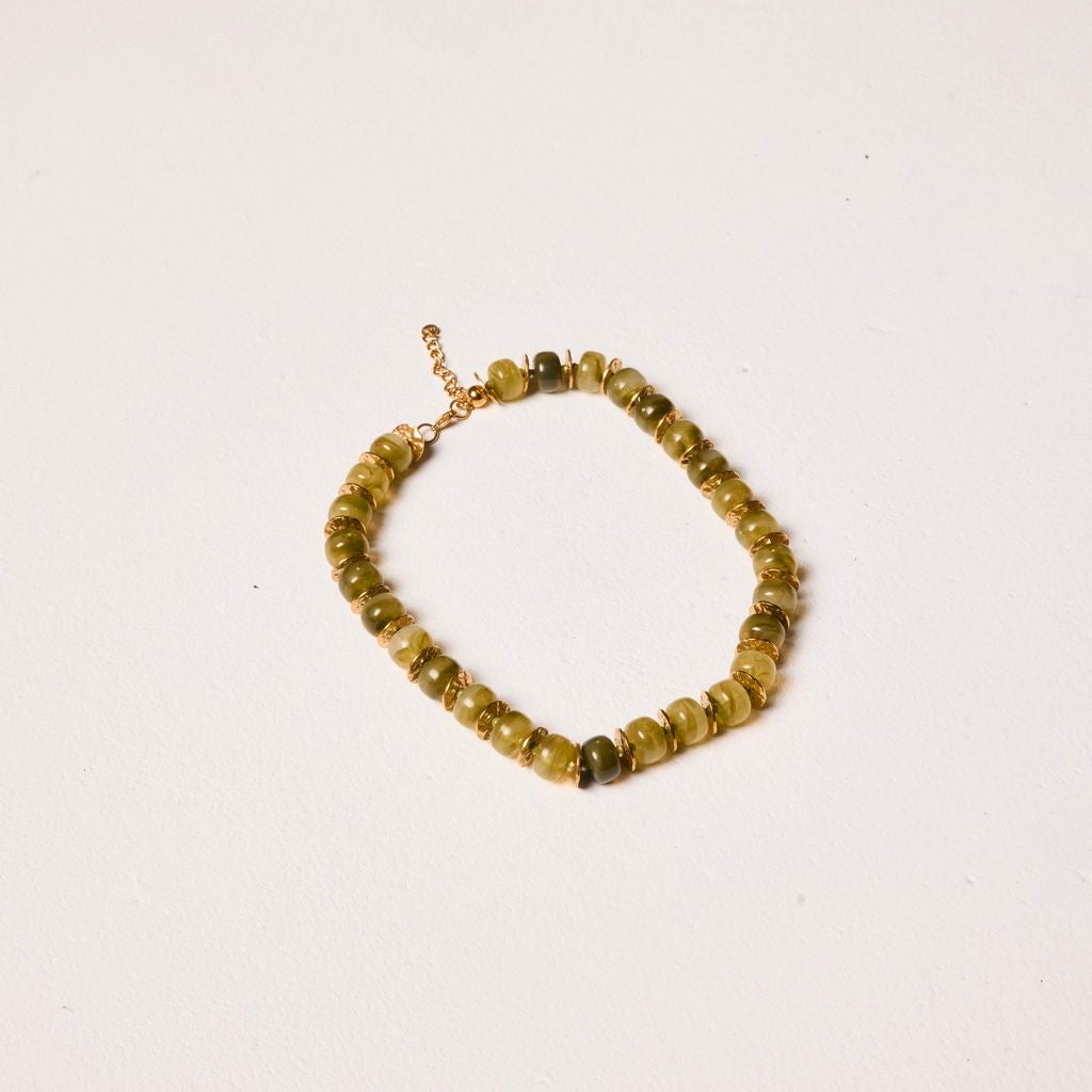 The Resin Necklace in Green + 18k Gold Plated
