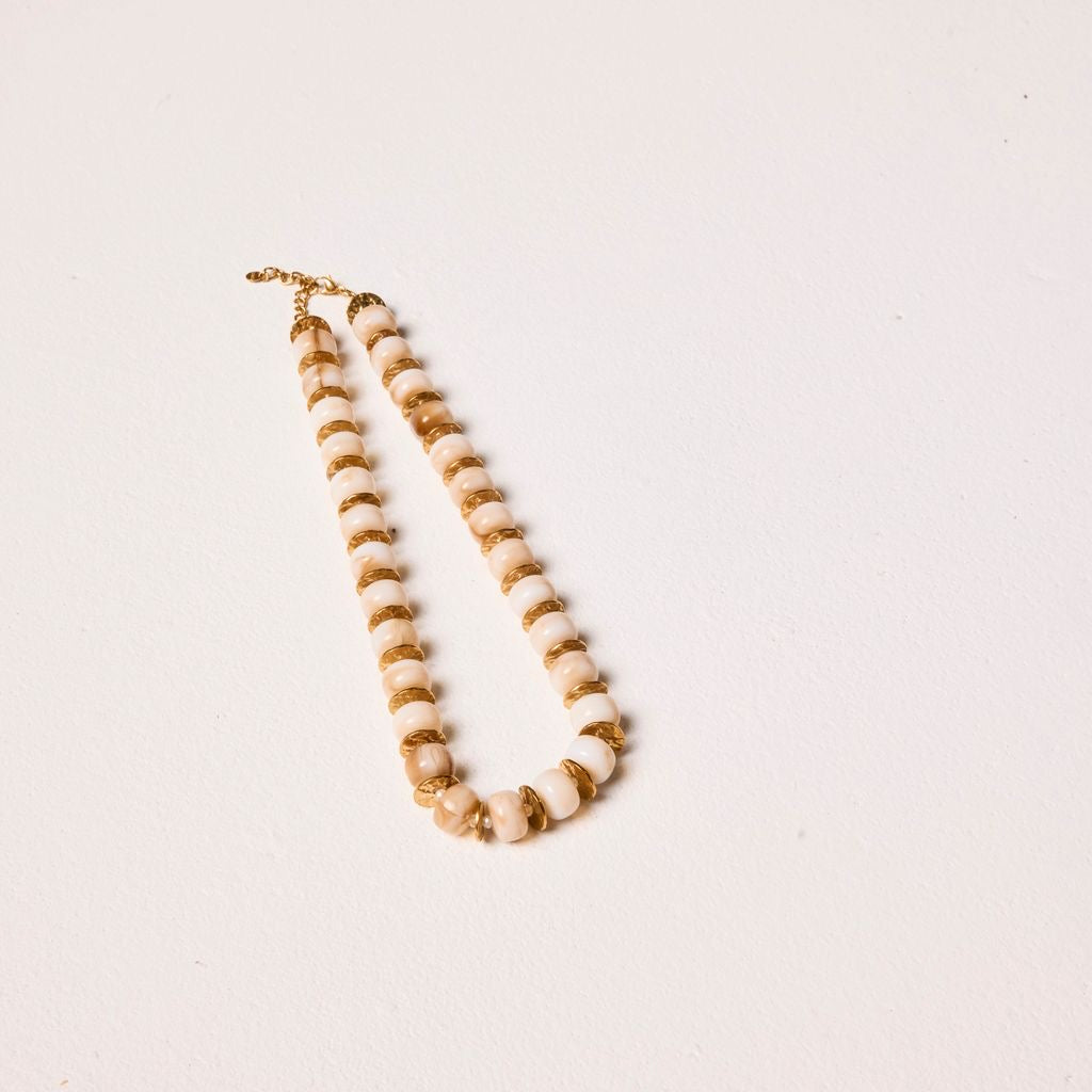 The Resin Necklace in Bone + 18k Gold Plated
