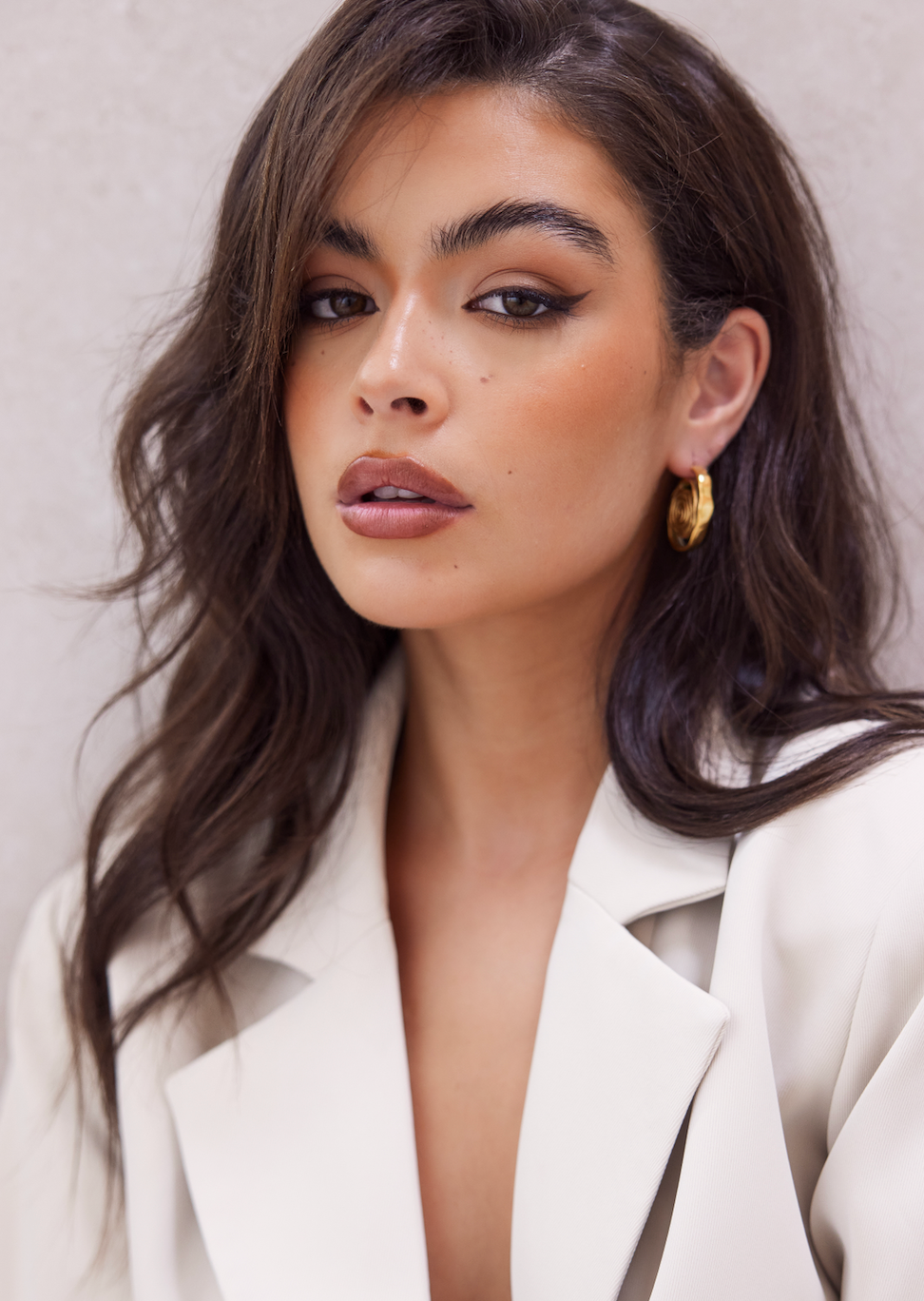 Rose Hoop Earrings in 18k Gold Plated