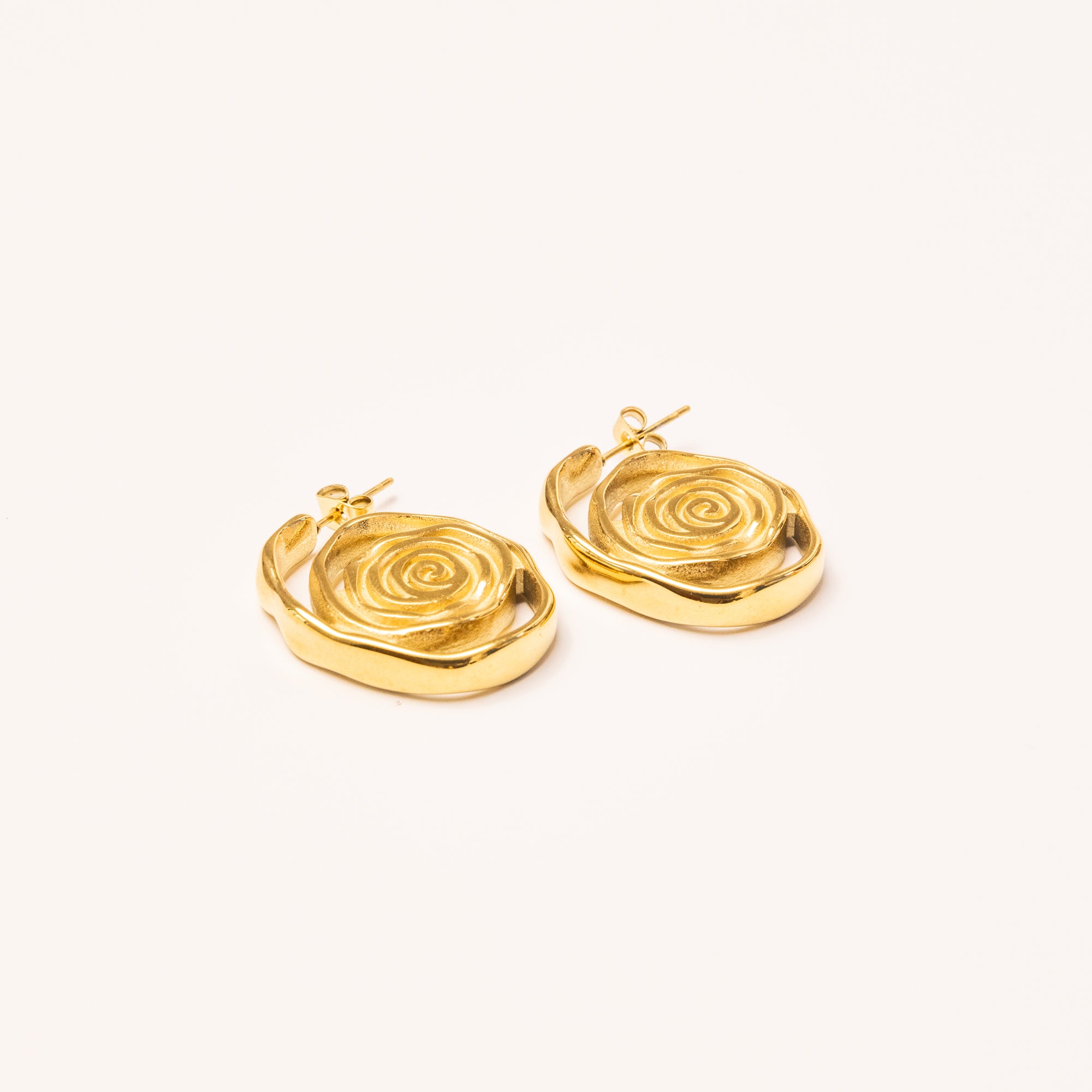 Rose Hoop Earrings in 18k Gold Plated