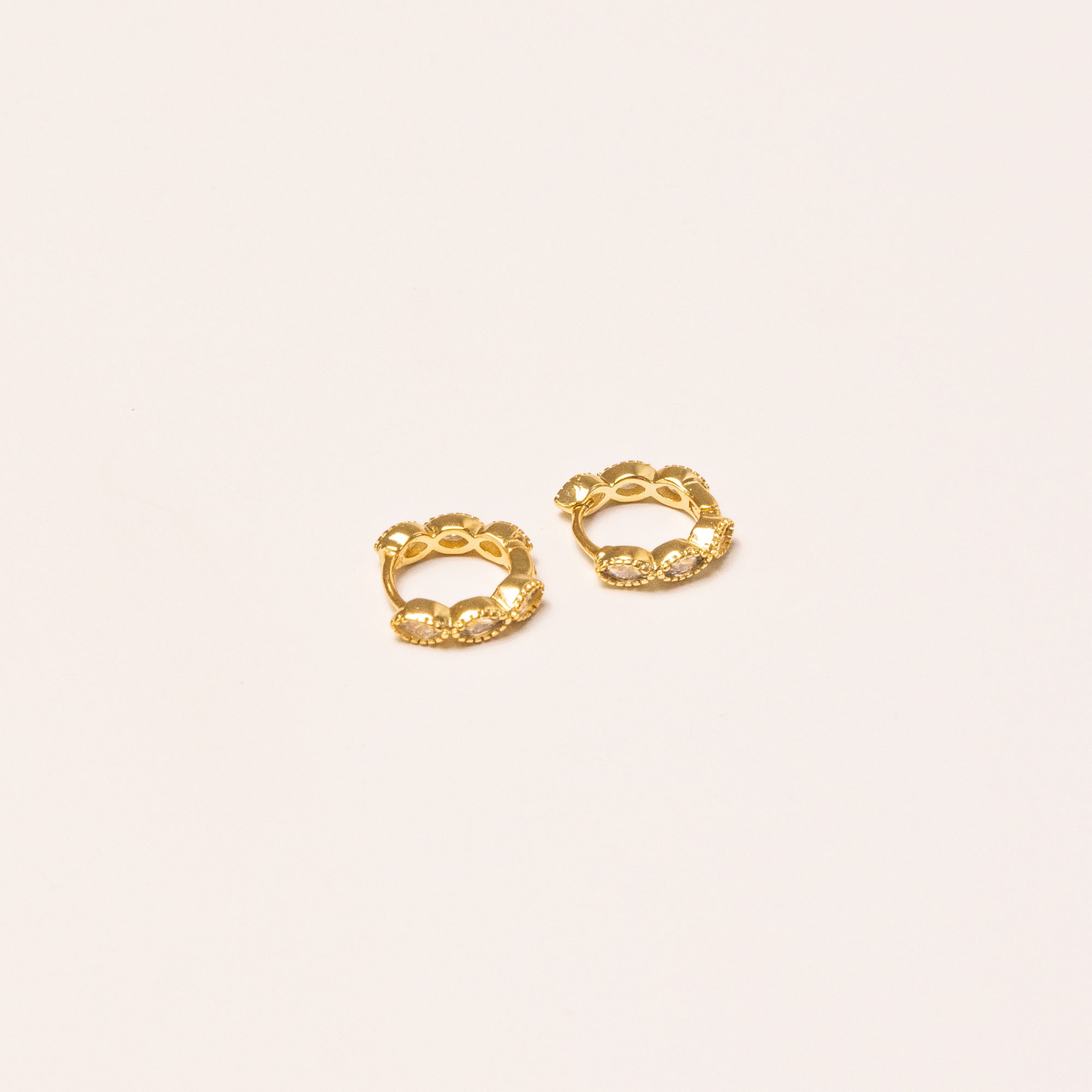 Teardrop Crystal Hoops in Gold