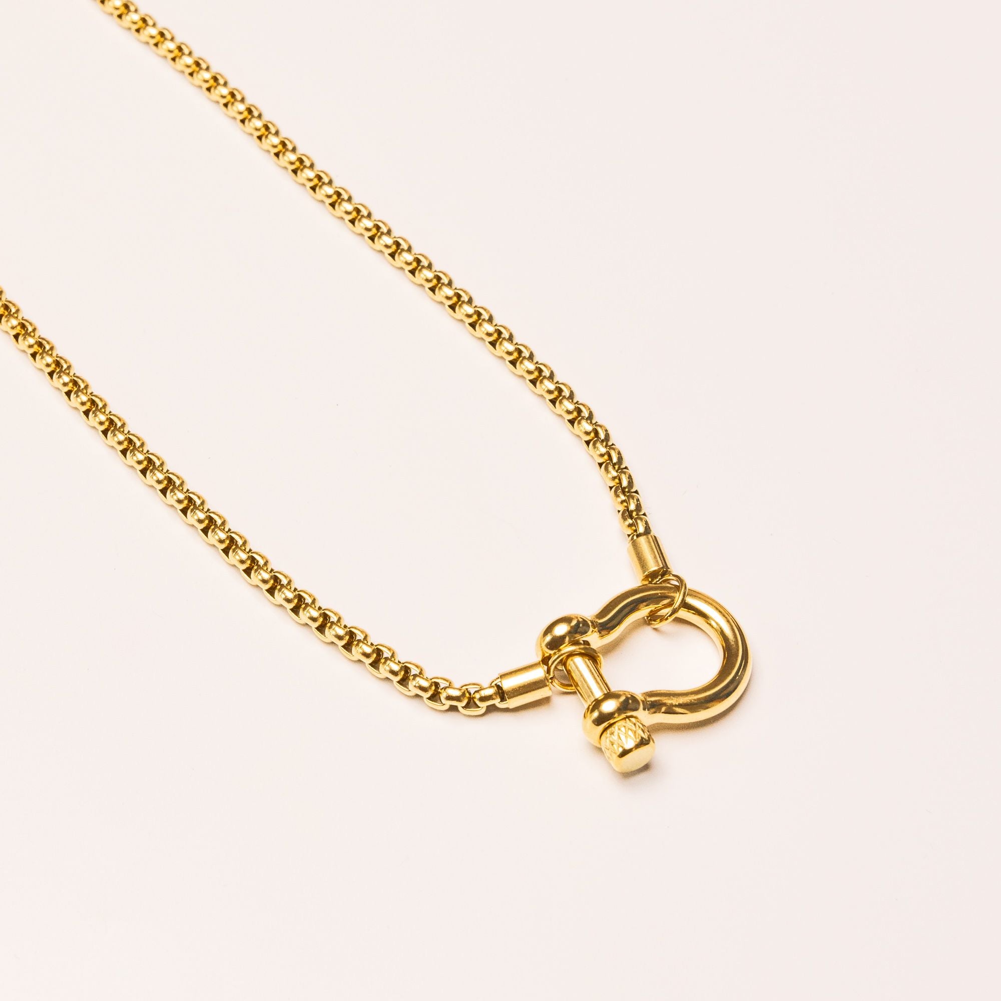 Box Chain Necklace in 18k Gold Plated