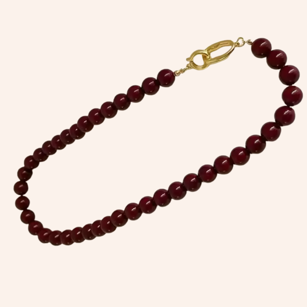 Scarlet Beaded Necklace in Burgundy