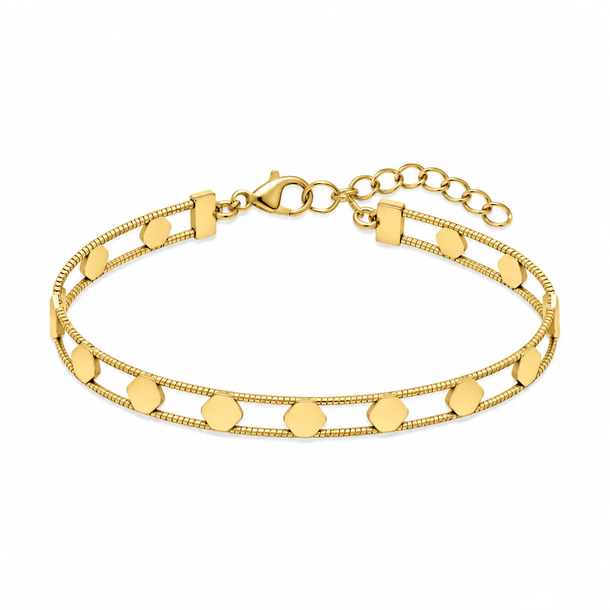 Hexagon Link Bracelet in 18k Gold Plated